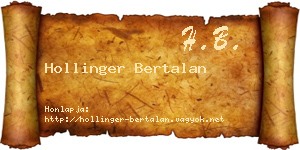 Hollinger Bertalan névjegykártya